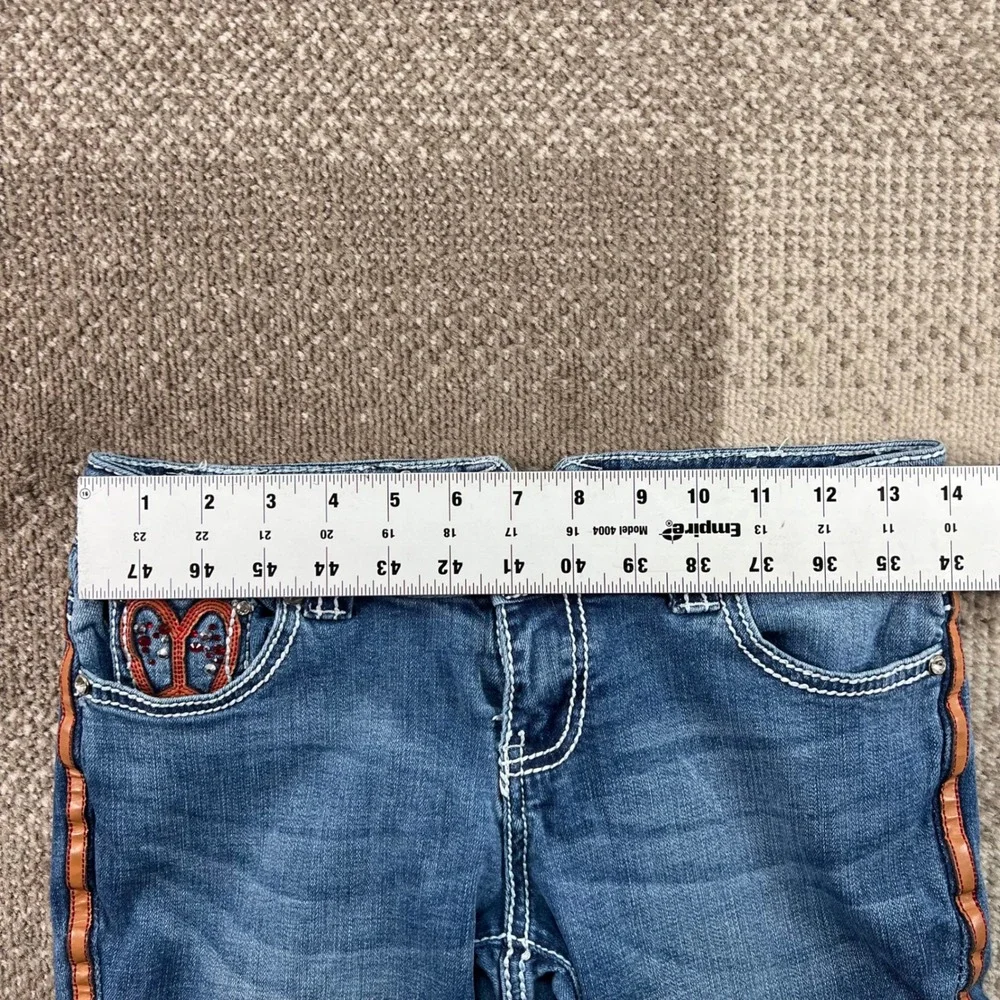 Vaccari Paz Women 26L Blue Denim Bootcut Jeans Embellished‎ Rhinestone Western